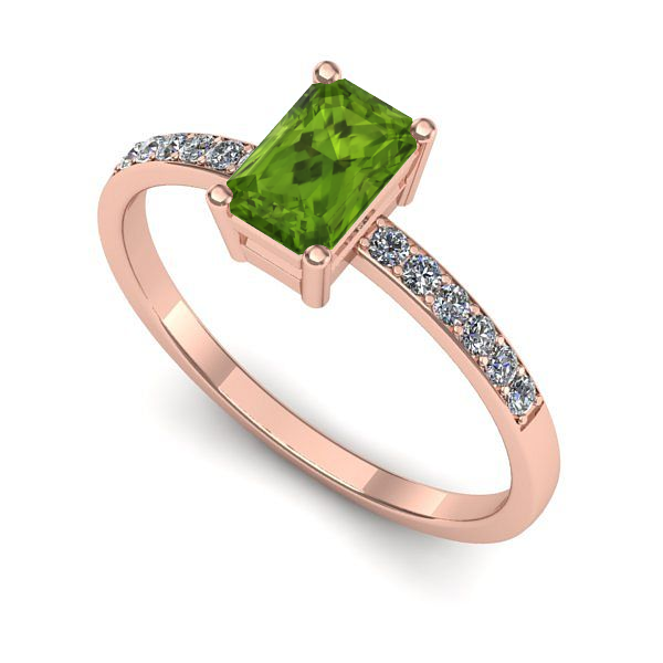 Inel din aur roz cu peridot