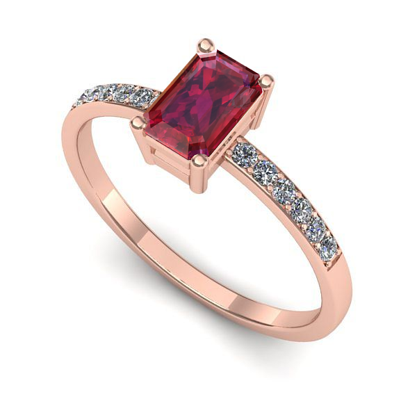 Inel de logodna din aur roz cu rubin