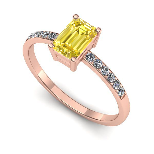 Inel din aur roz cu safir galben