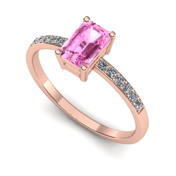 Inel logodna din aur roz cu safir roz