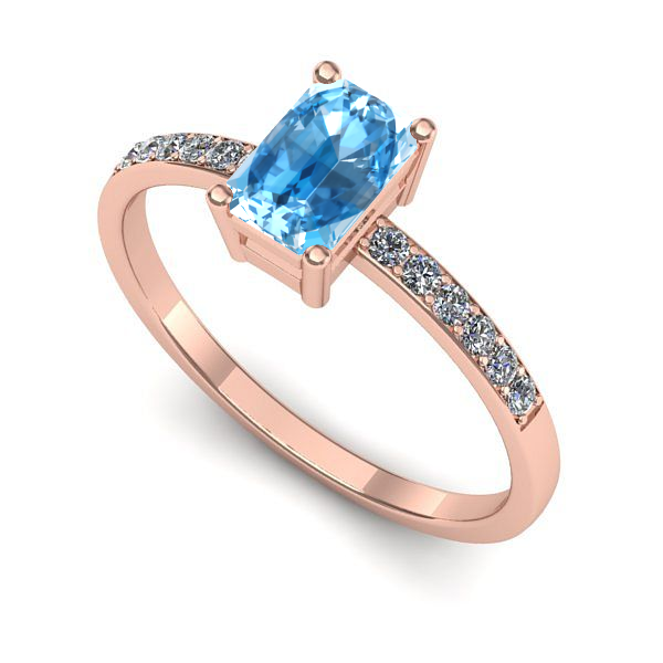 Inel de logodna din aur roz cu topaz blue