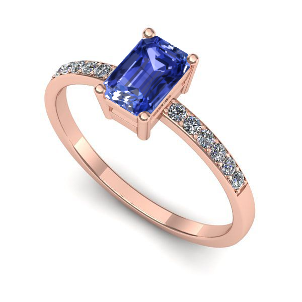 Inel din aur roz cu tanzanit