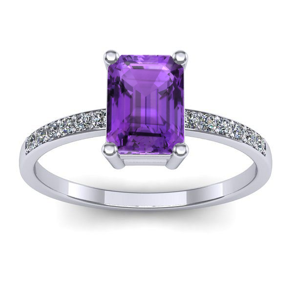 Inel logodna cu ametist dreptunghiular