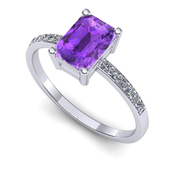 Inel logodna din aur alb cu ametist