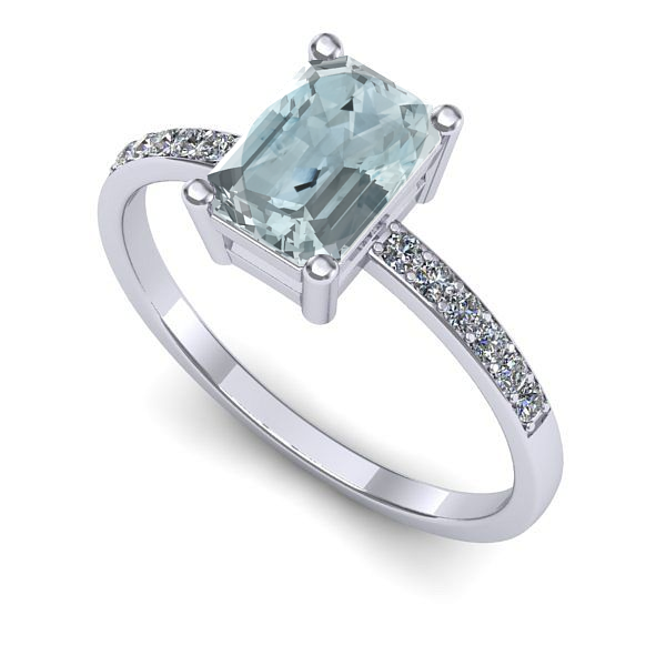 Inel de logodna din aur alb cu aquamarin
