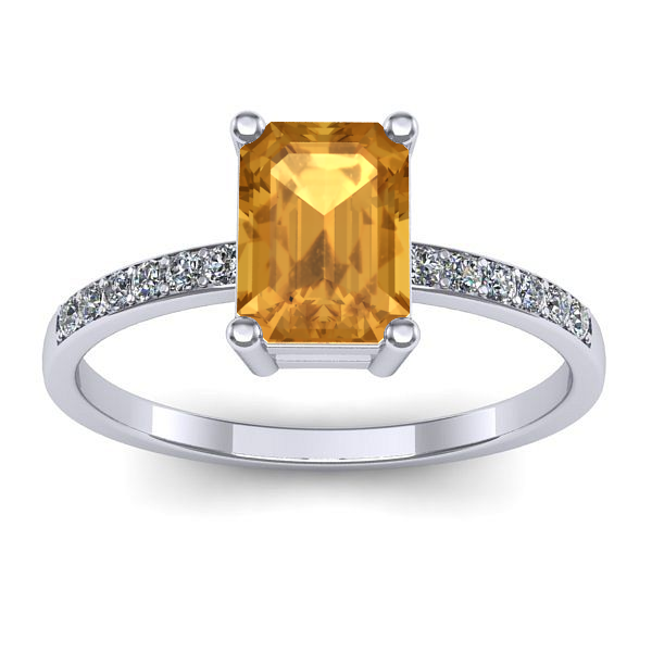 Inel logodna cu citrin dreptunghiular