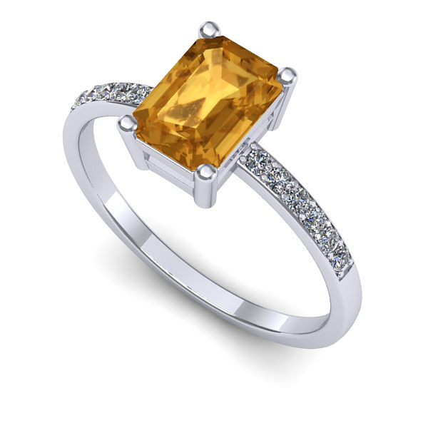 Inel din aur alb cu citrin