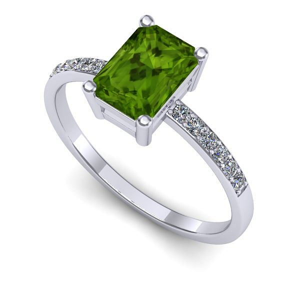 Inel de logodna din aur alb cu peridot