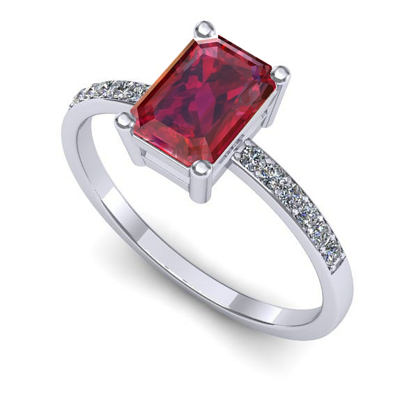 Inel logodna din aur alb cu rubin