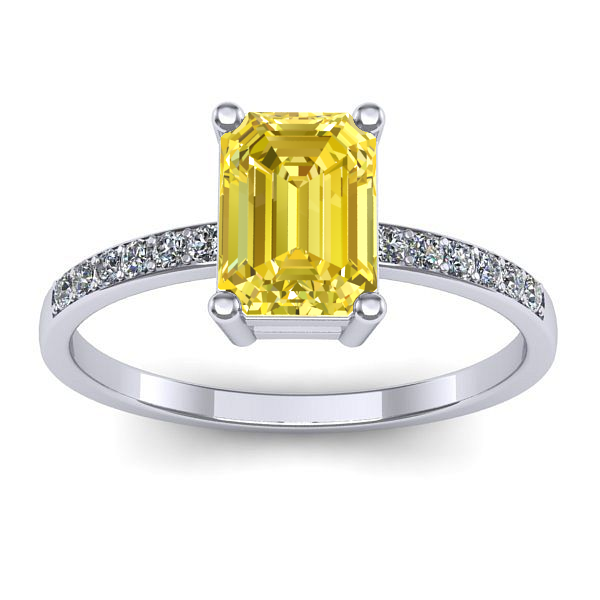 Inel logodna cu safir galben dreptunghiular