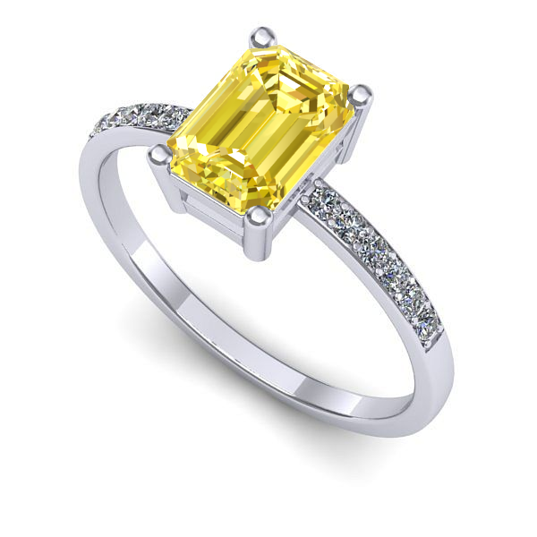 Inel din aur alb cu safir galben