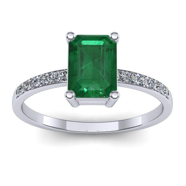 Inel logodna cu smarald dreptunghiular