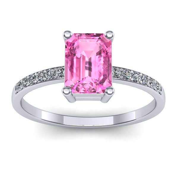 Inel de logodna cu safir roz dreptunghiular