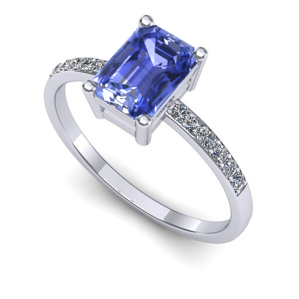 Inel logodna din aur alb cu tanzanit