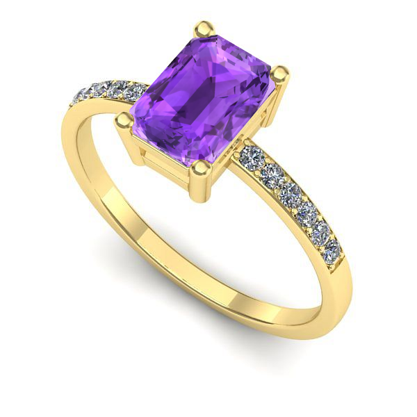 Inel de logodna din aur galben cu ametist