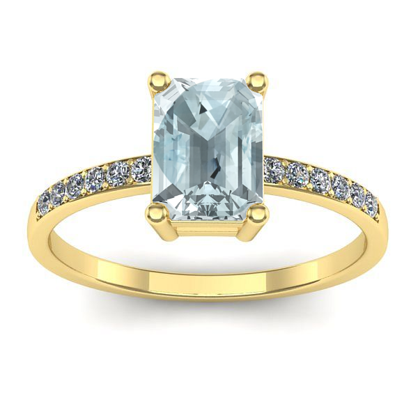 Inel de logodna cu aquamarin dreptunghiular