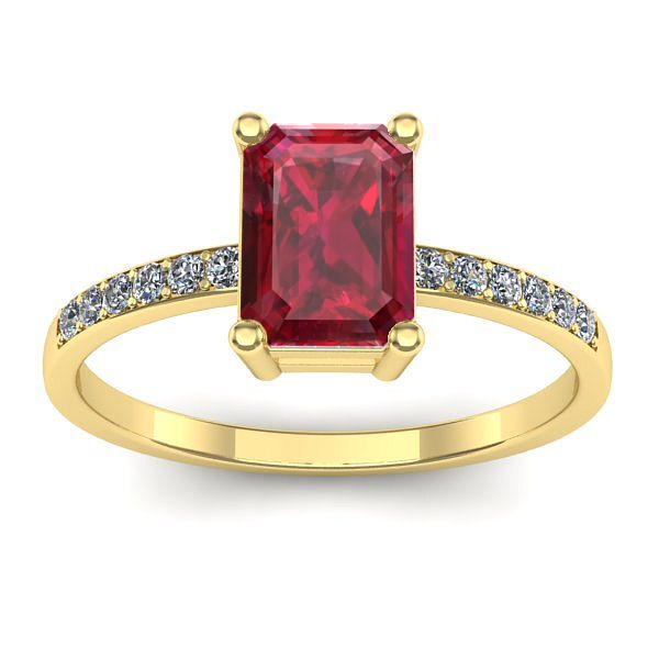 Inel de logodna cu rubin dreptunghiular