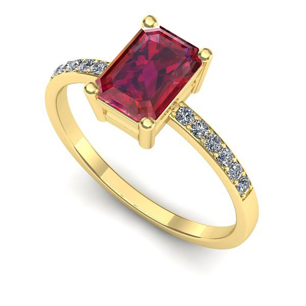 Inel logodna din aur galben cu rubin