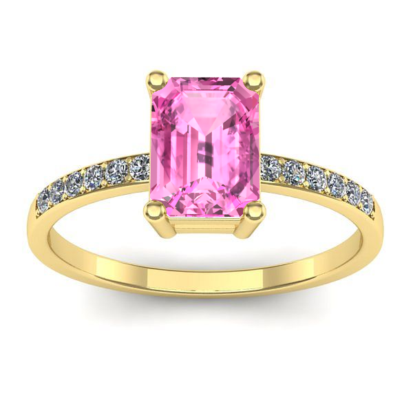 Inel cu safir roz dreptunghiular