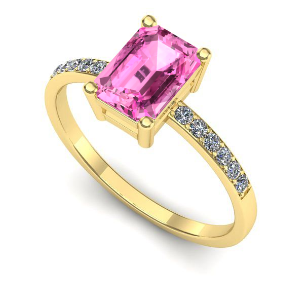 Inel de logodna din aur galben cu safir roz