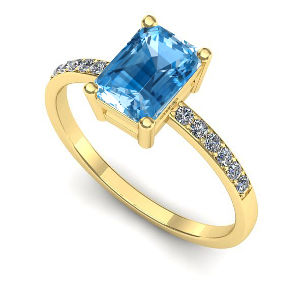 Inel de logodna din aur galben cu topaz blue