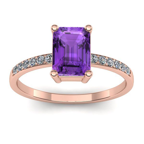 Inel logodna cu ametist dreptunghiular