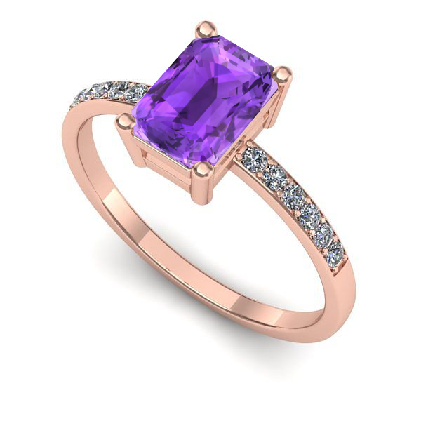 Inel logodna din aur roz cu ametist