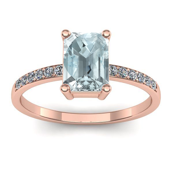 Inel logodna cu aquamarin dreptunghiular