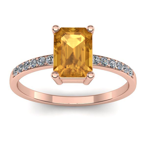 Inel logodna cu citrin dreptunghiular