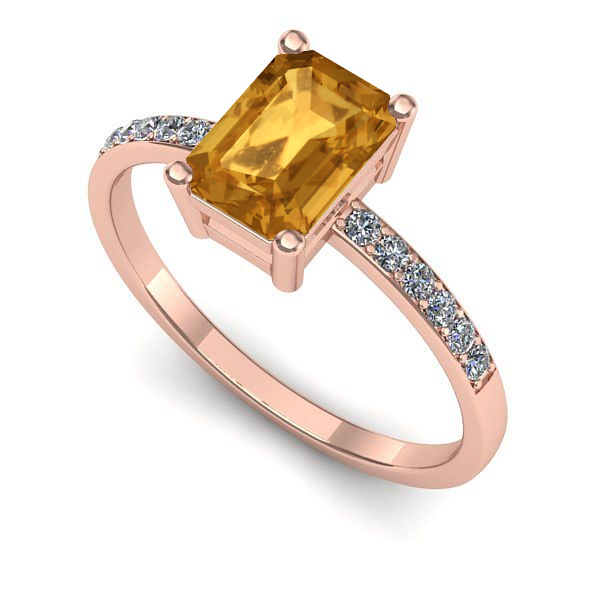 Inel de logodna din aur roz cu citrin