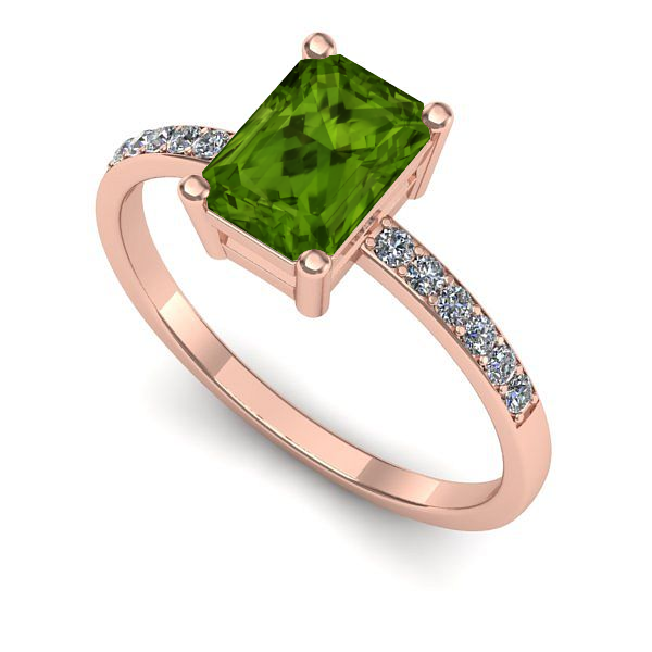 Inel logodna din aur roz cu peridot