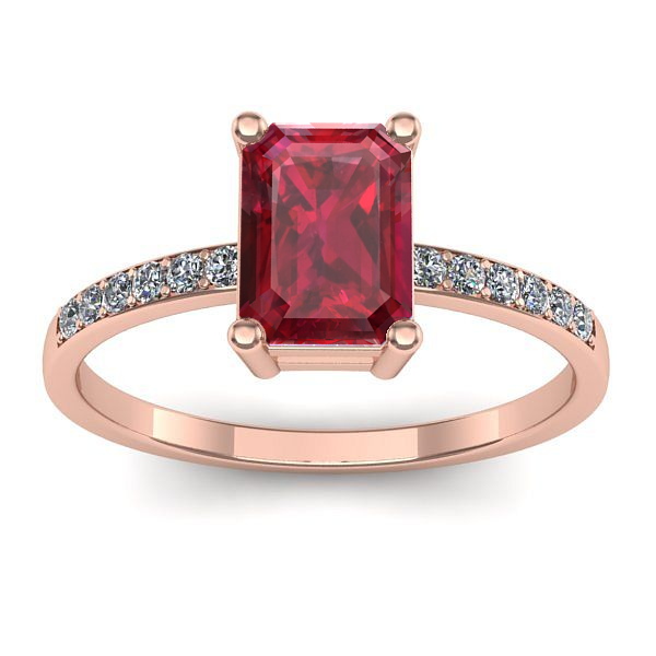 Inel de logodna cu rubin dreptunghiular