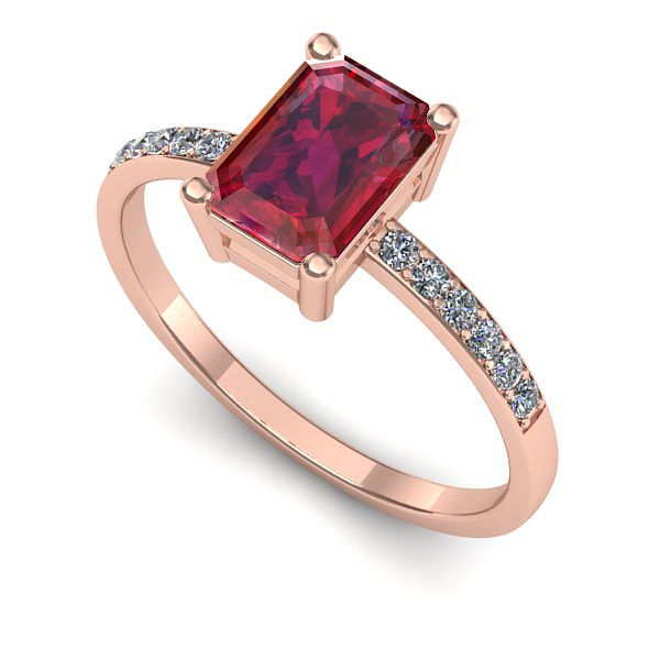 Inel de logodna din aur roz cu rubin