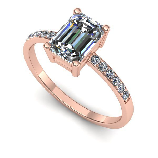 Inel de logodna din aur roz cu safir alb