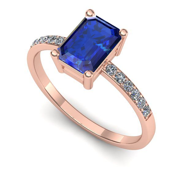 Inel din aur roz cu safir