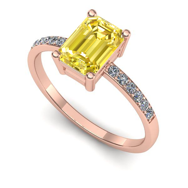 Inel logodna din aur roz cu safir galben