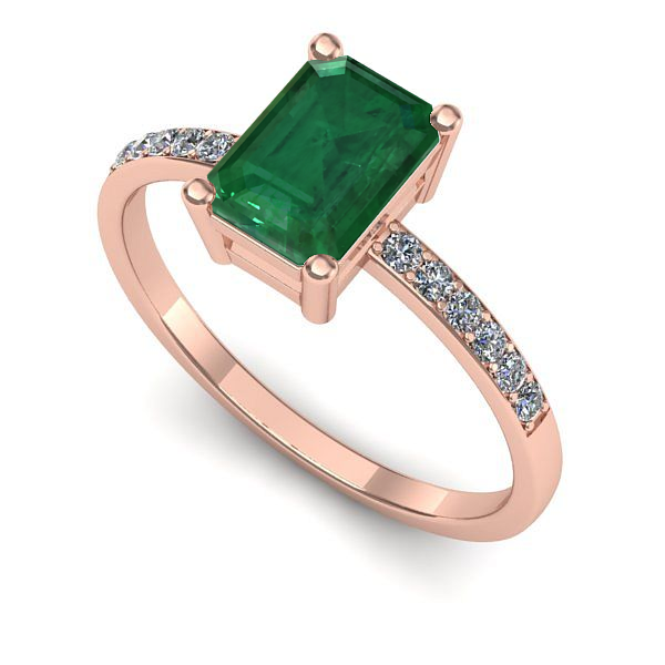 Inel din aur roz cu smarald