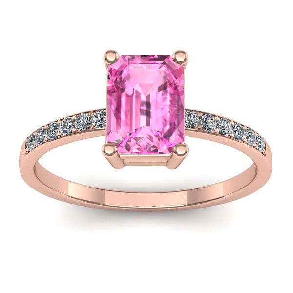 Inel logodna cu safir roz dreptunghiular