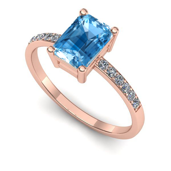 Inel logodna din aur roz cu topaz blue