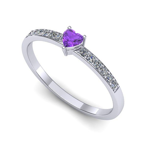 Inel de logodna din aur alb cu ametist
