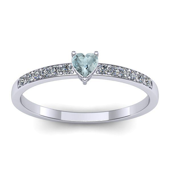 Inel cu aquamarin inima