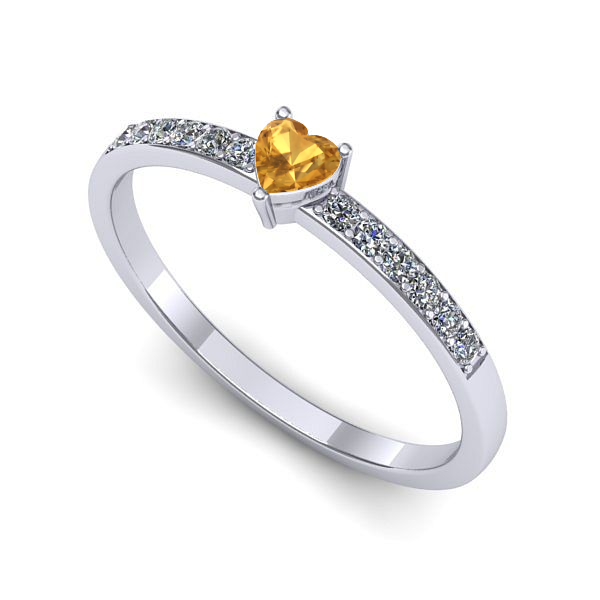 Inel din aur alb cu citrin