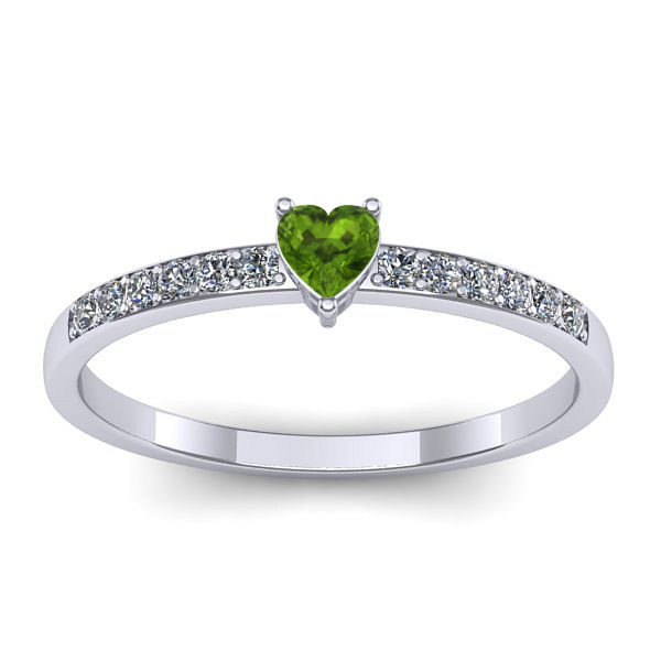Inel logodna cu peridot inima