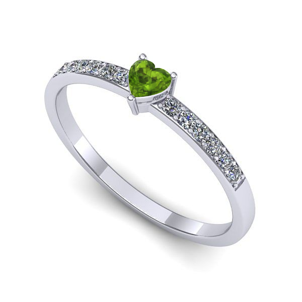 Inel din aur alb cu peridot