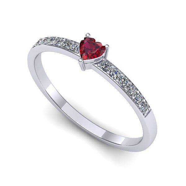 Inel de logodna din aur alb cu rubin