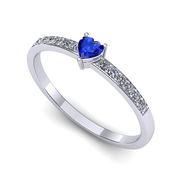 Inel de logodna din aur alb cu safir