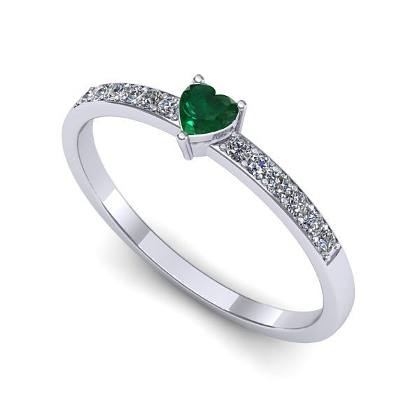 Inel din aur alb cu smarald