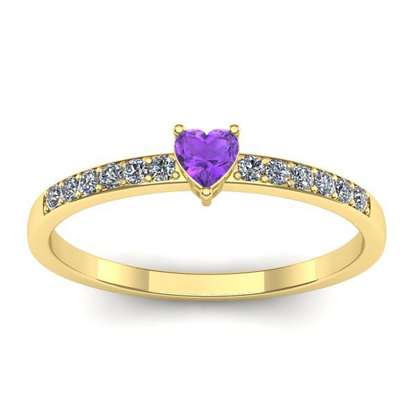 Inel cu ametist inima