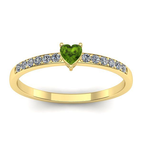 Inel de logodna cu peridot inima