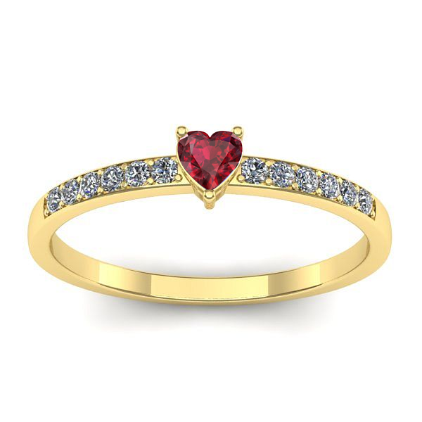 Inel cu rubin inima